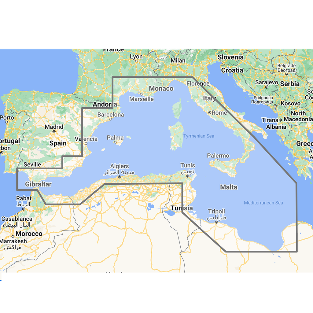 Western Mediterranean (em001) TZ Wide Chart für TZT..X Serie