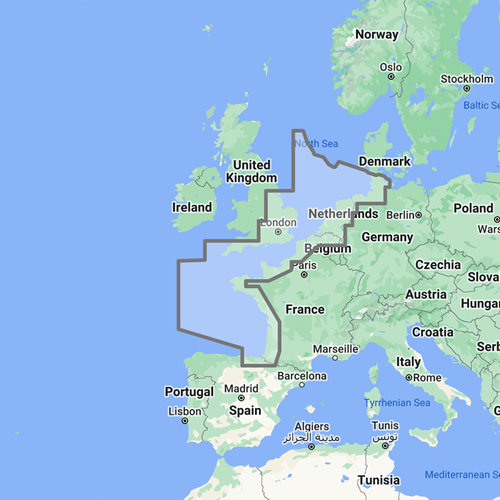Europe North-West TZ Wide Chart für TZT..X Serie